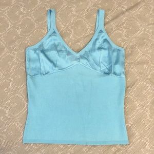 August Silk NWT Light Blue Silk and Knit Tank Top